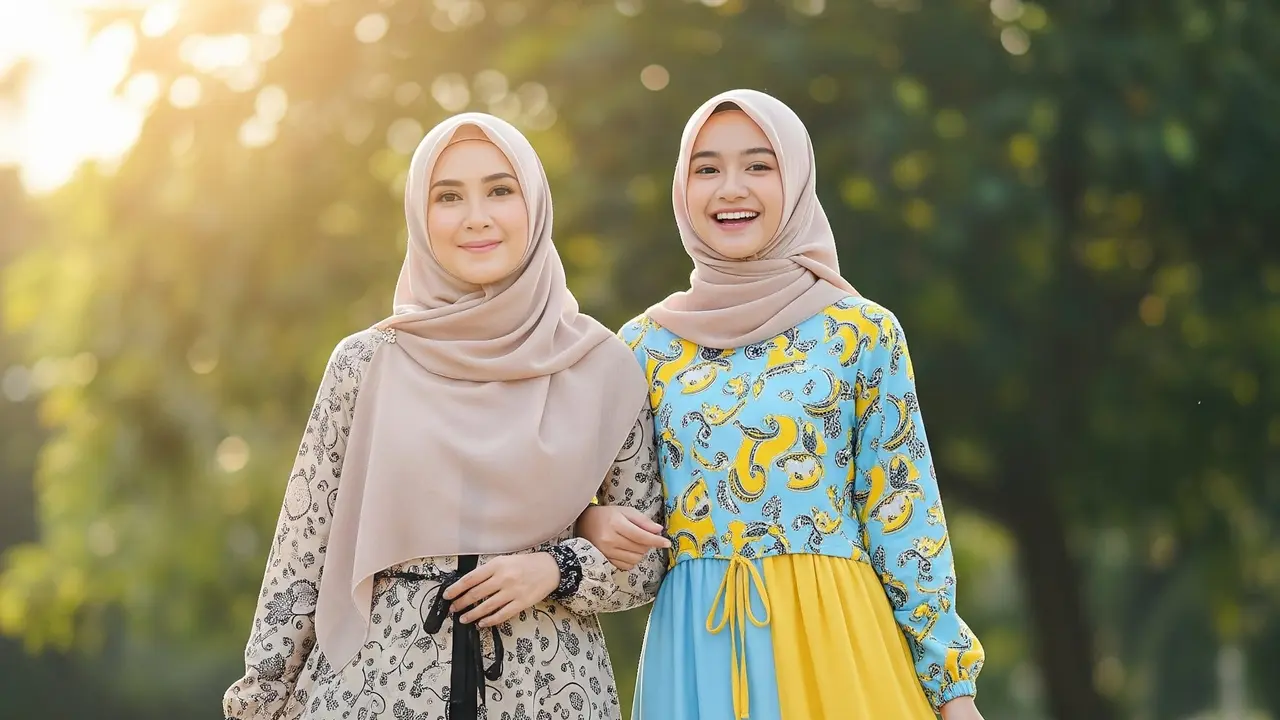Model Gamis Batik Kombinasi Polos Elegan Terbaru 2025