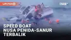 Insiden kapal terbalik dialami armada Kebo Iwa Express pada Selasa (3/1/2023) petang. Kapal cepat rute Nusa Penida-Sanur, Bali alami kebocoran dalam perjalanan. Sebanyak 23 penumpang dan 6 ABK menyelamatkan diri dengan pelampung.