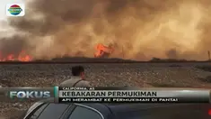 Kebakaran hebat yang melanda bagian selatan California, Amerika Serikat, belum juga padam. Bahkan api menjalar menuju permukiman warga.