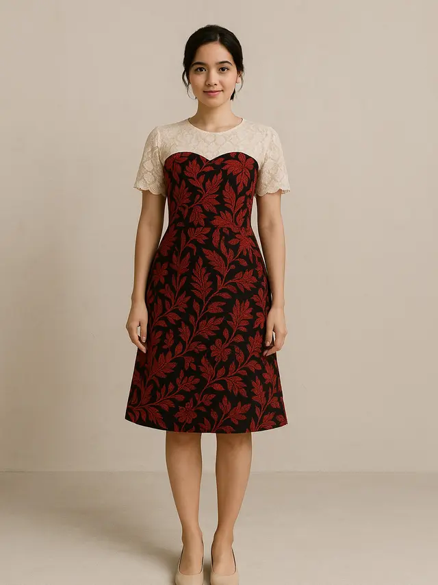 Dress Batik Kombinasi Brokat Tema Hari Kemerdekaan