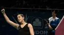 Berhadapan dengan Saina Nehwal merupakan ujian berat bagi Carolina Marin, mengingat pebulutangkis Spanyol itu pernah empat kali kalah dan baru dua kali menang. (Bola.com/Vitalis Yogi Trisna)