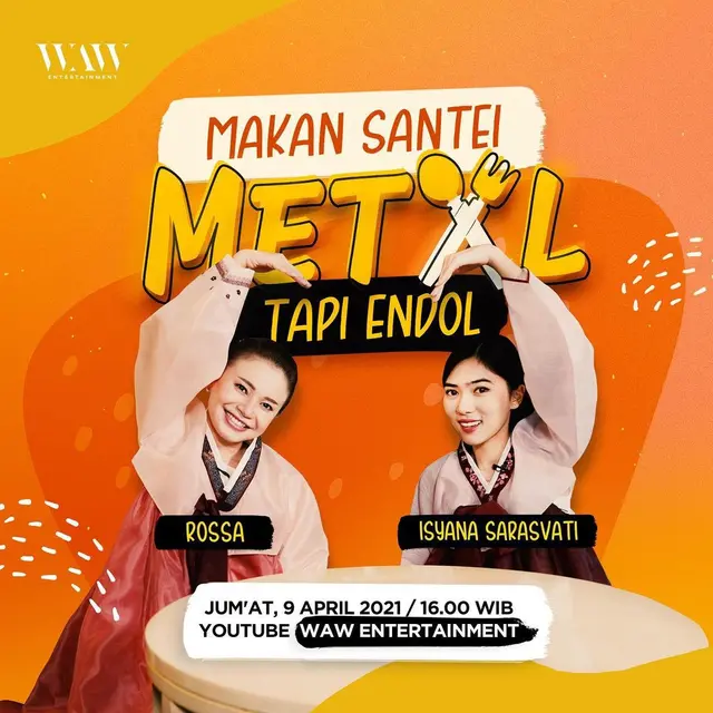 Isyana Sarasvati bakal menemani penggemar setianya melalui acara talkshow berjudul METAL (Makan santEi TApi EndoL) (https://www.instagram.com/p/CNKfX15Hs2N/)