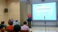 Dr Jovan Kurbalija, Head of Geneva Internet Platform, saat menyampaikan kuliah umum tentang Internet Governance di Kementerian Komunikasi dan Informatika di Jakarta, Selasa (19/1/2016). (M Wahyu Hidayat/Liputan6.com)