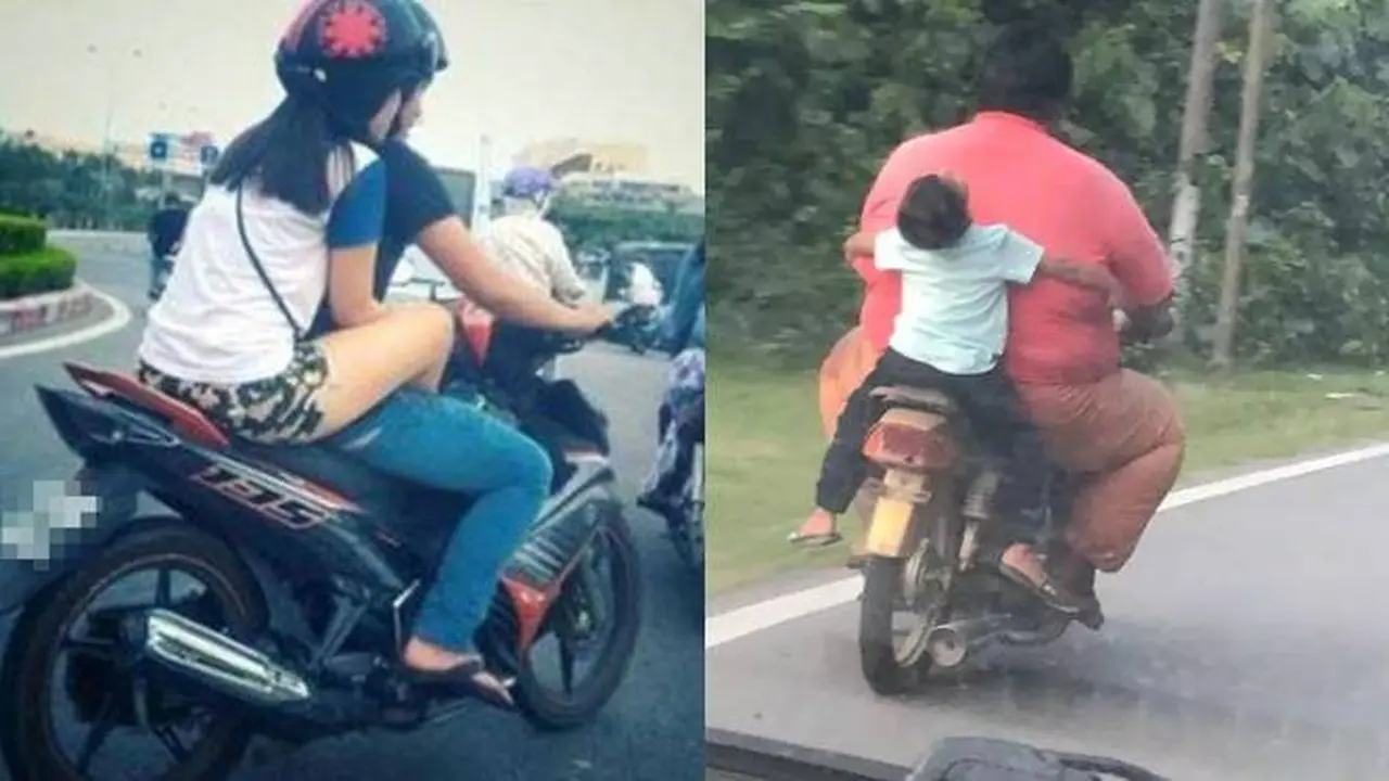 7 Potret Kocak Orang Saat Boncengan Motor Ini Posenya Nyeleneh