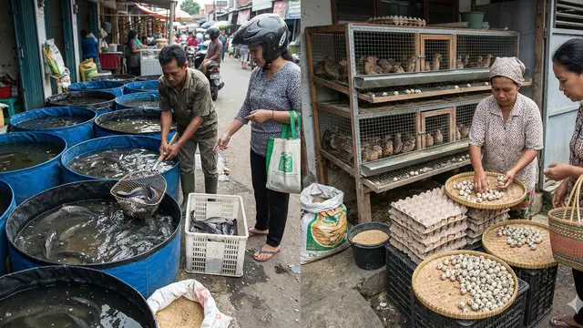 Perbandingan Ternak Lele vs Puyuh di Lahan Sempit (Foto: Gemini AI)
