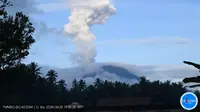 Gunung Ibu kembali erupsi pada Senin (26/8/2024), pukul 17.31 WIT. (Liputan6.com/ Dok PVMBG)