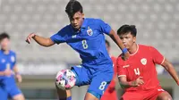 Bek Timnas Indonesia U-20, Kadek Arel saat menghadapi Thailand dalam laga kedua di Seoul Earth on Us Cup 2024, Jumat (30/8/2024) di Seoul Mokdong Stadium Korea Selatan. (Facebook Timnas Thailand)