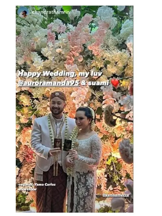12. Artis cantik Rachel Amanda juga melapas masa lajangnya di tahun ini. Rachel melepas masa sendirinya saat usianya sudah 27 tahun. Rachel dipersunting Narawastu Indrapradna Sabtu, 12 November. Keesokan harinya, Rachel mengabarkan kabar dirinya baru saja menikah. Ia dipersunting Narawastu dengan mas kawin 50 gram logam mulia. [Instagram/enzydtoria] [Instagram/chandrathamrin]