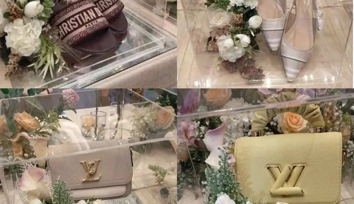 Risky Billar memberikan seserahan Lesti Kejora berupa barang-barang branded. Misalnya saja tas Louis Vuitton hingga sandal dan heels Dior yang ditaksir puluhan juta rupiah. (Budy Santoso).