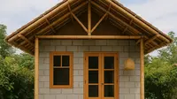 Model Rumah Kecil 5x5 Meter dari Batako dan Bambu/AI