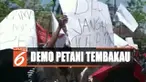 Para petani menagih janji bupati dan wakil bupati Pamekasan pada saat kampanye yang menjanjikan harga tembakau stabil.