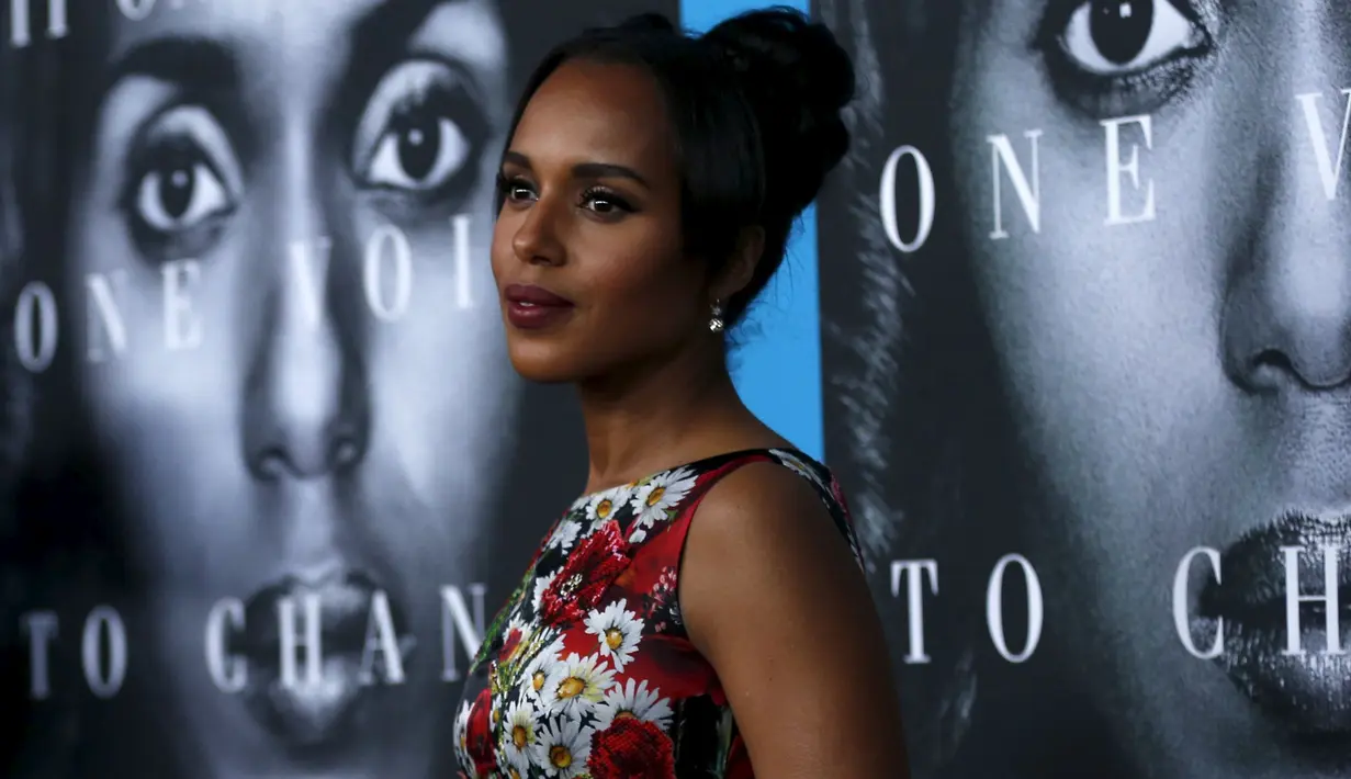 Pemain serial tv terbaru " Confirmation"  Kerry Washington saat hadiri premiere di Los Angeles , California pada tanggal 31 Maret 2016. (REUTERS / Mario Anzuoni)