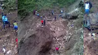   Pencarian penambang emas ilegal korban longsor di Sungai Blok Cikopo kawasan Taman Nasional Gunung Halimun Salak (TNGHS), Kabupaten Lebak, Banten. (Foto: BPBD Banten/Yandhi Deslatama)