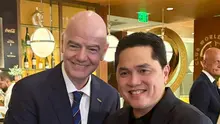 Ketua Umum PSSI Erick Thohir (kanan) berdama Presiden FIFA Gianni Infantino saat acara FIFA Executive Football Summit 2025 di Miami, Amerika Serikat. (Dok. Instagram Erick Thohir)
