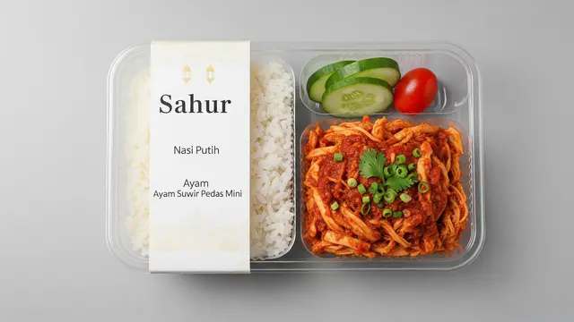 Nasi Putih Ayam Suwir Pedas Mini