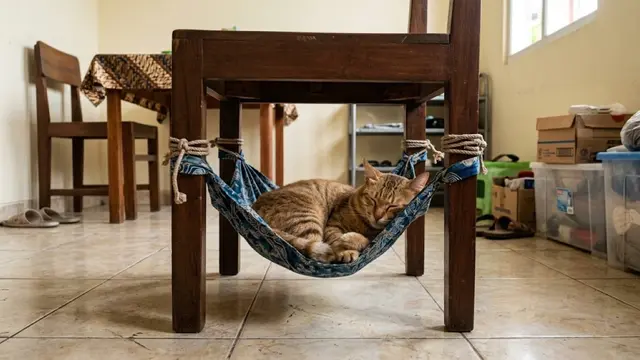 Ide Tempat Bermain Kucing dari Barang Bekas