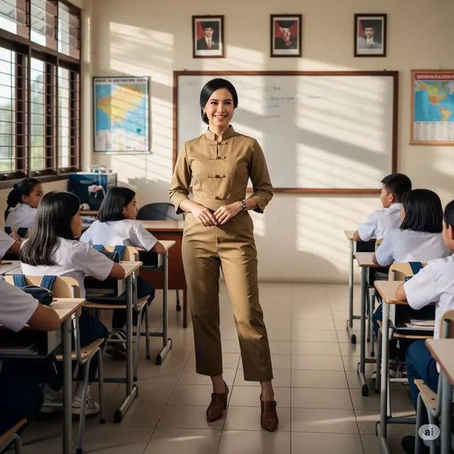 Model Baju Khaki Guru Wanita PNS Terbaru. Foto: Gemini
