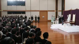 Suasana upacara turun takhta Kaisar Akihito di Istana Kekaisaran, Tokyo, Jepang, Jumat (30/4/2019). Ritual turun takhta ini dihadiri oleh keluarga kerajaan dan pejabat pemerintahan. (Japan Pool/Pool via REUTERS)