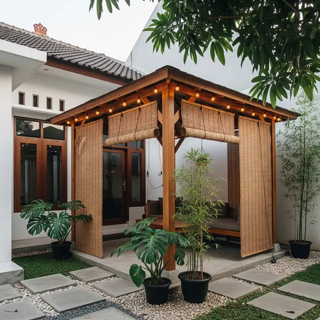 6 Ide Gazebo dengan Tirai dan Lampu, Halaman Rumah Lebih Estetik