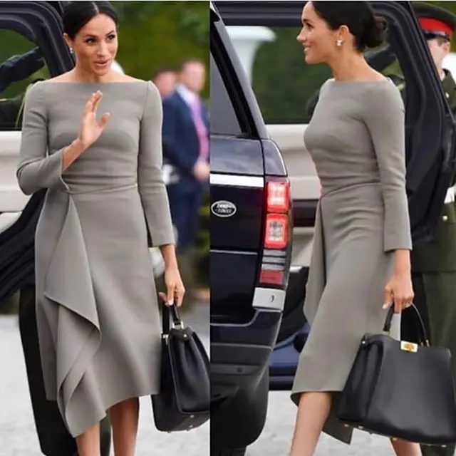 Meghan mengenakan tas Fendi Peekaboo Essentials.