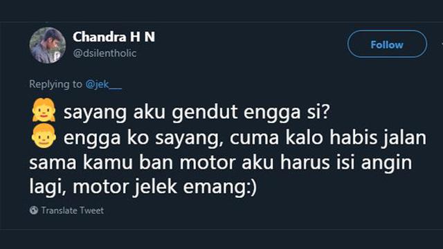 7 Jawaban Kocak Pria Saat Ditanya Pacar 'Aku Gendutan Enggak?'