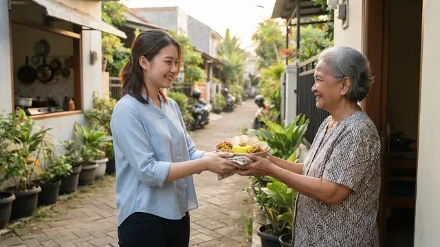 ciri orang yang suka berbagi makanan ke tetangga