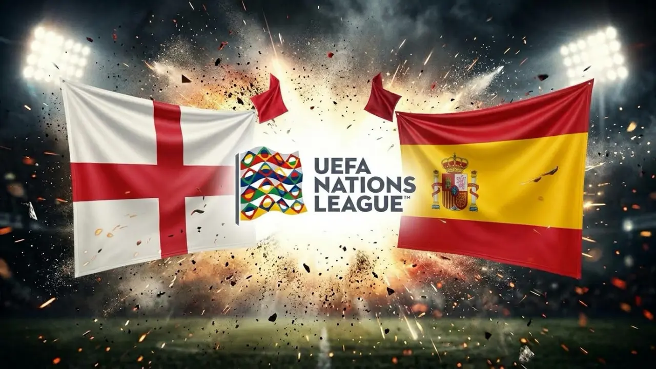 Ilustrasi Inggris Vs Spanyol, UEFA Nations League