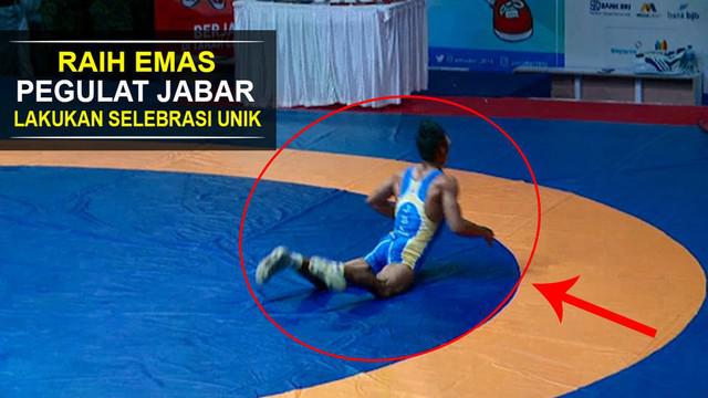 Video selebrasi unik pegulat Jawa Barat, Hamdian M, usai dirinya meraih emas PON 2016.