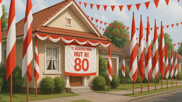 Ide Dekorasi Rumah untuk Peringatan Hari Kemerdekaan 17 Agustus 1945 HUT RI ke-80/Ilustrasi Gambar AI