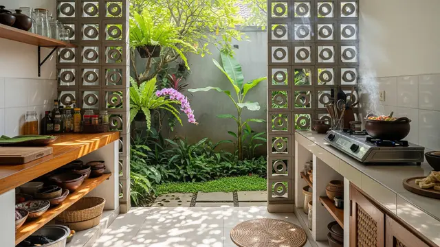 Inspirasi Dapur Belakang dengan Roster agar Asap Masak Cepat Keluar/Gemini AI