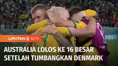 Di Stadion Al Janoub, Denmark takluk dari Australia 0-1. The Socceroos pun lolos ke babak 16 besar mengungguli Tunisia.