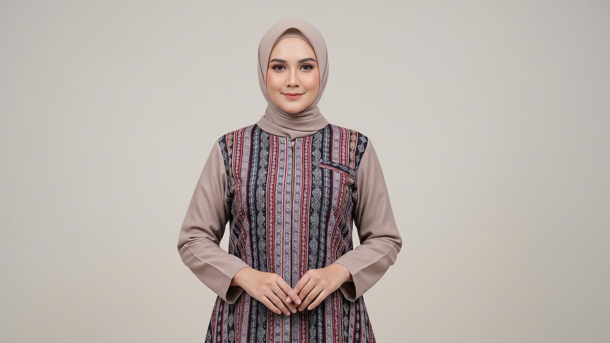 9 Model Gamis Lurik Kombinasi Polos Terbaru untuk Ibu-Ibu Usia 40 Tahun, Desain Anggun dan Cantik