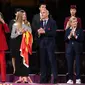 Presiden RFEF, Luis Rubiales (dua dari kanan) saat menghadiri acara pengalungan medali pada Piala Dunia Sepak Bola Wanita 2023 di mana Spanyol berhasil keluar sebagai juara. (AFP/Franck Fife)