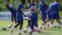 Timnas Prancis menjalani sesi latihan di NY Red Bulls Training Facility, New York, Senin (15/6/2026) siang waktu setempat. (AFP/FRANCK FIFE)