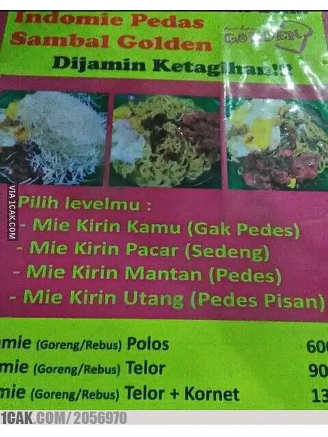 Menu Makanan absurd (Sumber: 1cak)