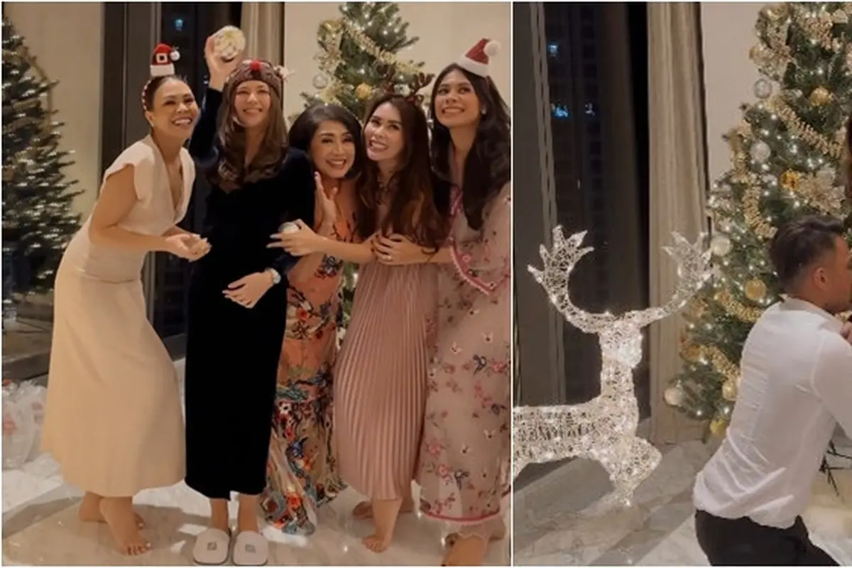 6 Potret Keseruan Jessica Mila Hias Pohon Natal Bareng Kakak Ipar dan Mertua