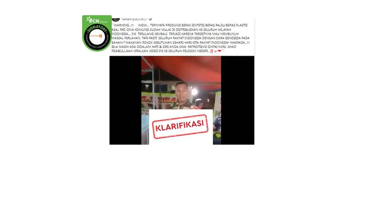 Cek Fakta peredaran beras palsu asal China