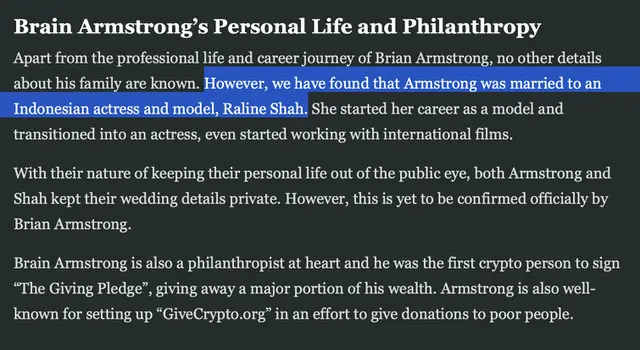 Kronologi rumor dugaan Raline Shah pernah menikah diam-diam dengan CEO Coinbase Brian Armstrong