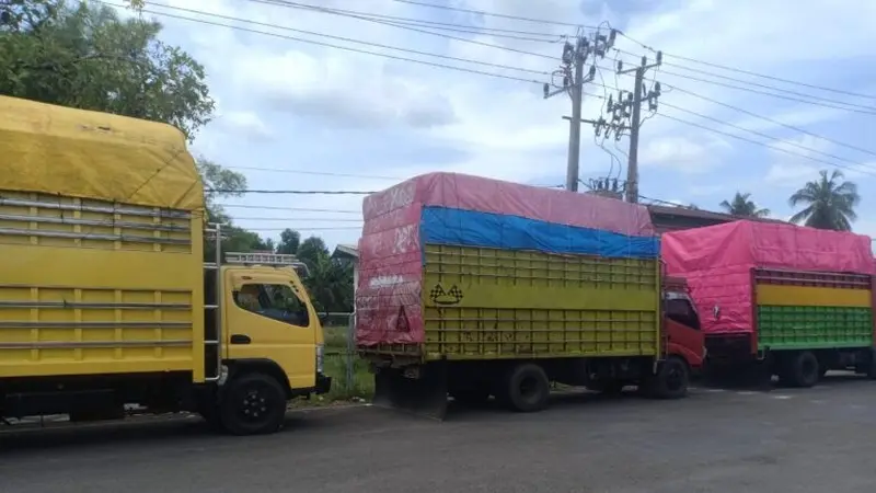 Barang bukti truk pengangkut ribuan liter BBM subsidi yang diduga akan diseluindupkan ke Morowali yang berhasil diamankan Polres Sinjai (Liputan6.com/ Eka Hakim)