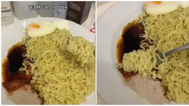 6 Potret Makan Mi Goreng Tidak Diaduk Ini Nyeleneh
