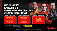 Jadwal dan Live Streaming F1 GP Australia 2022 di Vidio, 8-10 April 2022. 9Sumber : dok. vidio.com)