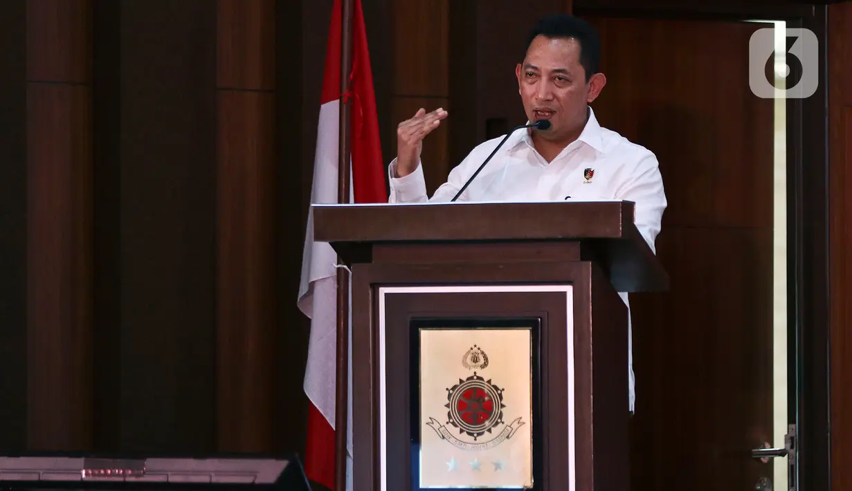 Kabareskrim Komjen Listyo Sigit Pranowo memberi arahan pada penutupan Pelatihan Penanganan Tindak Pidana Pemilihan dan Laporan Sentra Gakumdu Pemilihan 2020, Jakarta, Kamis (27/2/2020). (Liputan6.com/Johan Tallo)