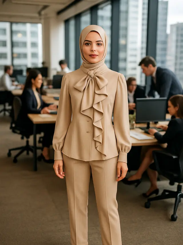 Rekomendasi Baju Kantor Berjilbab Blus Lengan Panjang