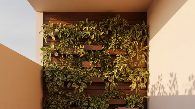 Ide Menata Teras Sempit agar Sejuk dengan Tanaman Pot Daun Lebar. AI