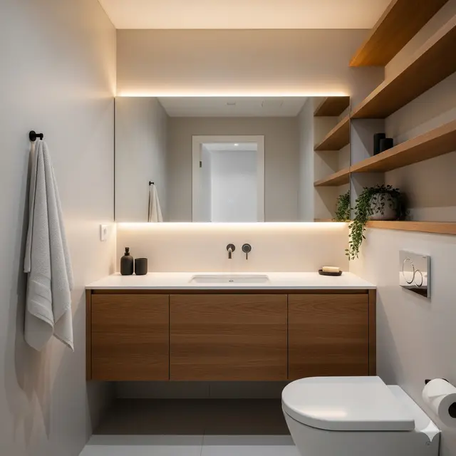 Kamar mandi kecil minimalis modern (Foto: Gemini)