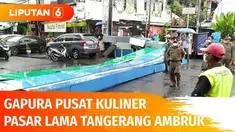 Angin kencang yang terjadi pada Kamis (23/12) merobohkan gapura pusat jajanan kuliner Pasar Lama, Tangerang. Masih di kawasan yang sama, di Jalan Dimyati dan TMP Taruna, sejumlah pohon tumbang menimpa tujuh mobil.