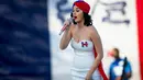 Penampilan Katy Perry dalam rangka mendukung sang calon presiden Amerika Serikat itu digelar pada hari Sabtu (24/10/2015). Katy Perry mengucapkan terima kasih kepada Hillary Clinton karena telah mengundangnya. (AFP/Bintang.com)