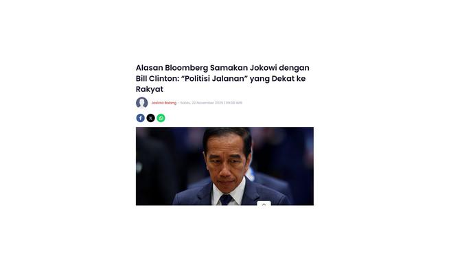 Cek fakta artikel Anies Baswedan bangga Jokowi dipuji Bloomberg