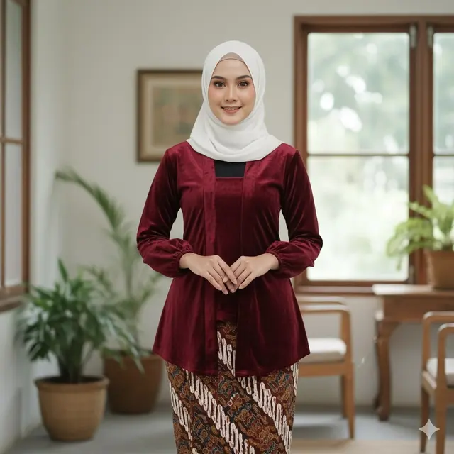 Kebaya Classic Kutu Baru Beludru: Kemewahan yang Tak Lekang Waktu
