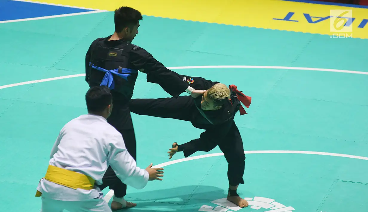 Hanifan Yudani Kusumah, meraih medali emas Asian Games 2018 dari nomor tarung kelas C 55-60 kg usai mengalahkan Thai Linh Nguyen asal Vietnam. (merdeka.com/Imam buhori)